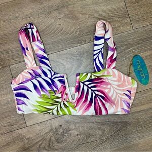 NEW Mynah Bikini Top Leaf Pattern Desert Oasis Swim Suit Top Women's Small